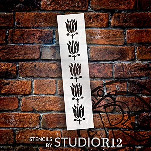 ימי הביניים לוטוס זרע להקת סטנסיל על ידי סטודיו12 / קרפט עשה זאת בעצמך פרח גב דפוס בית תפאורה | צבע עץ סימן לשימוש